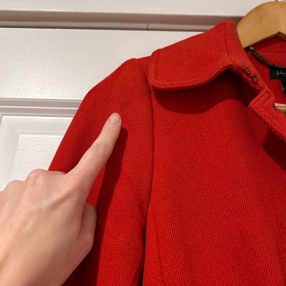 Vintage J. Crew Red Wool Blend Button Front Coat Women's Size 2 Preppy Classic - Picture 9 of 10